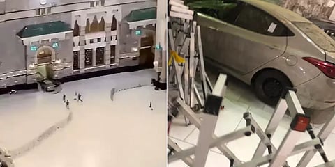அதிவேகம்.. சவுதியின் மெக்கா வாசலை காரால் மோதிய நபர் - வீடியோ.!