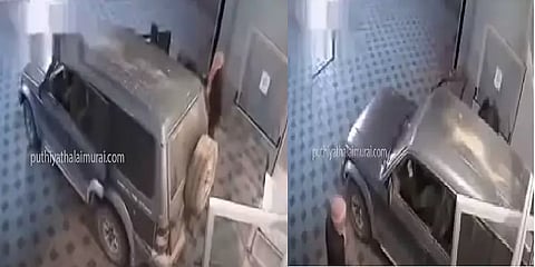 ஏடிஎம் இயந்திரத்தை அடியோடு பெயர்த்தெடுத்த கொள்ளை கும்பல்- அதிர்வலையை உண்டாக்கிய வீடியோ