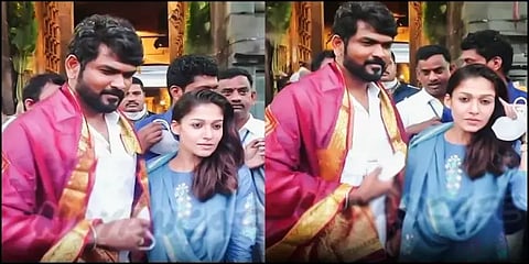 விக்னேஷ் சிவனுடன் திருப்பதி கோவிலில் வழிபாடு செய்த நடிகை நயன்தாரா