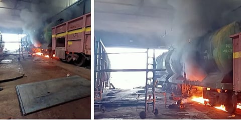 சென்னை பெரம்பூர் ரயில்வே கேரேஜில் தீ விபத்து
