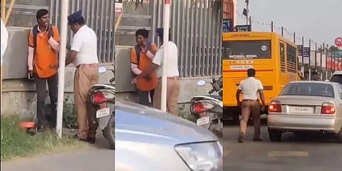 உணவு டெலிவரி ஊழியரை தாக்கிய போக்குவரத்து காவலர் பணியிடை மாற்றம்