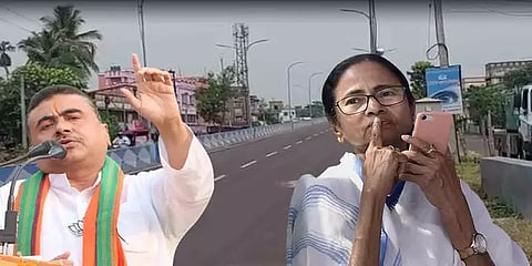 முதலில் மம்தா பானர்ஜி! இன்று சுவேந்து அதிகாரி! இருமுறை திறந்து வைக்கப்பட்ட மேம்பாலம்!
