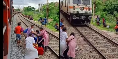 உயிரைவிட அந்த bagதான் முக்கியமா? ஓடும் ரயில்முன் தாவிய பெண்... திக் திக் நொடிகள்!
