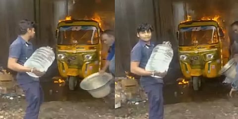சாவியை ஆன் செய்தபடி பழுது பார்த்த மெக்கானிக்; திடீரென வெடித்து சிதறிய எல்.பி.ஜி ஆட்டோ!