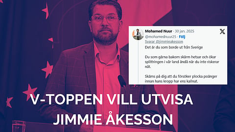 Mohamed Nuur (V) vill utvisa Jimmie Åkesson efter kritik mot mordhyllande muslimer