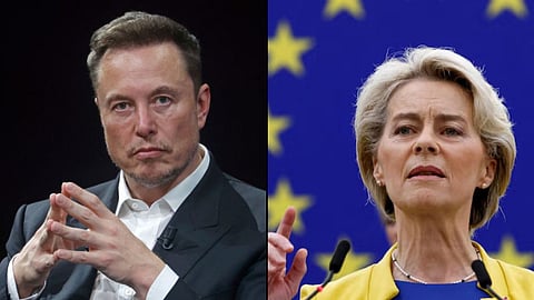 Elon Musk och EU-kommissionen ordförande Ursula von der Leyen.