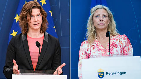 Jämställdhetsminister Nina Larsson (L) och Linda Lindberg (SD)