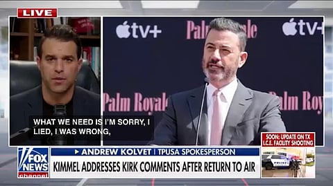 Andrew Kolvet, talesperson för Turning Point USA, är också besviken över att Jimmy Kimmel inte ber om ursäkt.