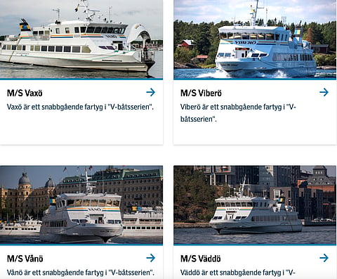 Fyra av de totalt åtta skärgårdsbåtar hos Waxholmsbolaget som det rödgröna styret i region Stockholm vill ersätta med nya.