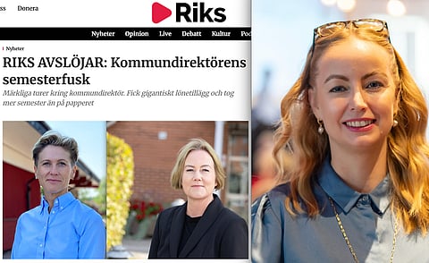 Till vänster – Riks avslöjande om felaktigheter kring hur tidigare tf kommundirektören i Norrtälje redovisat sin semester. Till höger oppositionsrådet Andrea Kronvall (SD) som delger Riks nya märkligheter i ärendet.