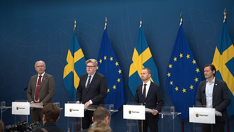 Torsten Elofsson (KD), Gunnar Strömmer (M), Henrik Vinge (SD) och Martin Melin (L).