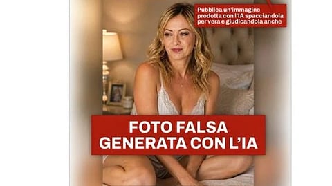 Italiens premiärminister i negligé? Nej, bilden är AI-genererad och Georgia Melonis inlägg i debatten med faran med deep fake.