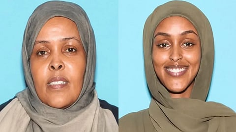 Shamso Ahmed Hassan, t v, och Hanaan Mursal Yusuf t h, har arresterats, misstänkta för välfärdsbedrägeri i mångmiljonklassen.