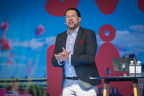 Bild på Sverigedemokraternas partiledare Jimmy Åkesson