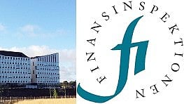 Ikano Banks säte i Malmö, Finansinspektionens logo