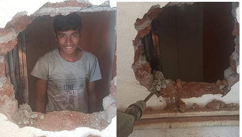 लिफ्टमध्ये अडकलेल्या तरुणाला भिंत फोडून बाहेर काढले