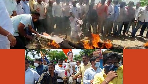 महाडमध्ये राणेंच्या पुतळ्याची गाढवावरून धिंड !