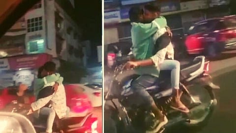औरंगाबादेत कपलचा चालत्या दुचाकीवर 'किसिंग स्टंट'; व्हिडिओ व्हायरल