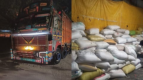 माजलगावमध्ये रेशनचा काळ्या बाजारात जाणारा तांदळाचा ट्रक पकडला!