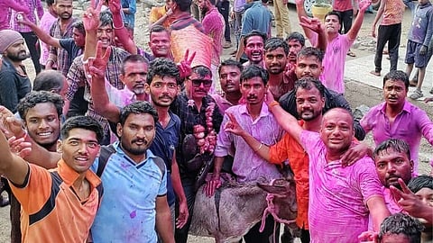 The procession of son in law on a donkey see tradition of vadangali village