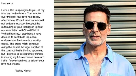 Akshay Kumar withdraws from Vimal tobacco Gutkha advertisement, Akshay Kumar Latest News