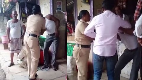 Pune Women Police beating Worker
