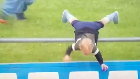 Child falls down in World Cup match