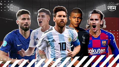 lionel messi Julian alwarez olivier giroud and kylian mbappe