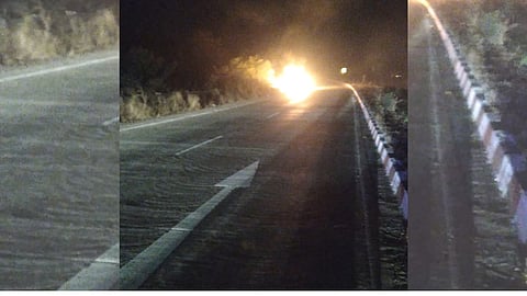 Car Catches Fire on Mumbai-Goa Highway