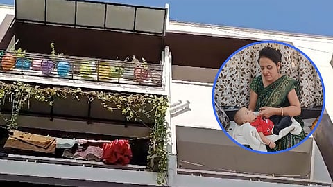 Mother jumped from balcony for baby