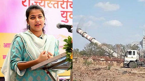 Praniti Shinde On Siddheshwar Sugar Factory Chimney