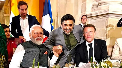 R Madhavan posts pic with PM Modi and French President