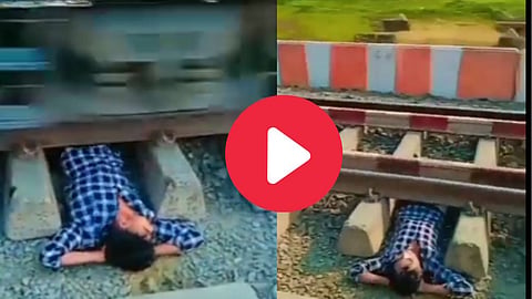 Slipping on Ralway track Viral Video