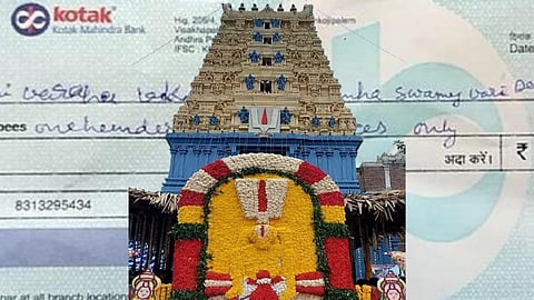 Temple rs100 Crore Cheque