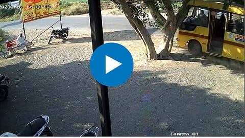 Pune School Bus Accident CCTV