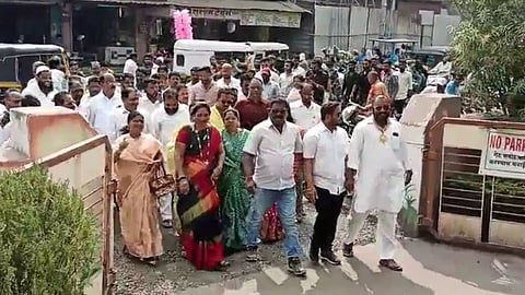 shivsena uddhav thackeray faction morcha at miraj palika