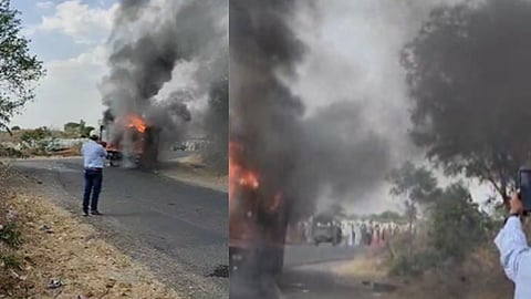 Nashik Bus Fire : नाशिकमध्ये धावत्या ST बसला अचानक आग, वाहनात होते ३५ ते ४० प्रवासी
