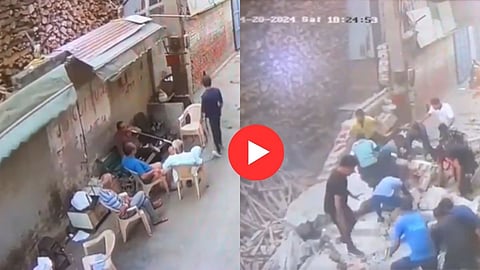 Gurugram Wall Collapsed Viral CCTV Footage: