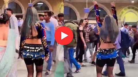 CSMT रेल्वे स्टेशनवर तरुणीचा अजब डान्स; हावभाव पाहून प्रवासीही लाजले, नेटकरी म्हणाले...