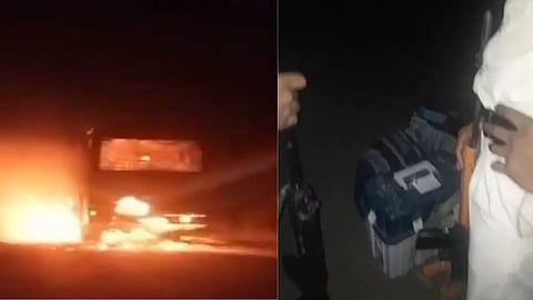 Madhya Pradesh EVM Bus Fire News