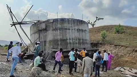 new build water tank collapsed in sangrampur