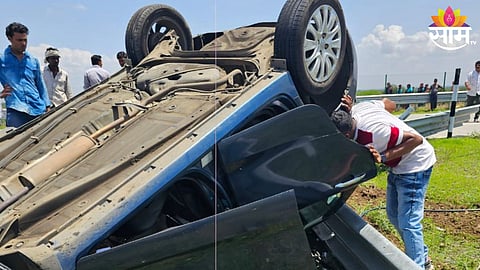 two injured at samruddhi mahamarg after car crashes into railing