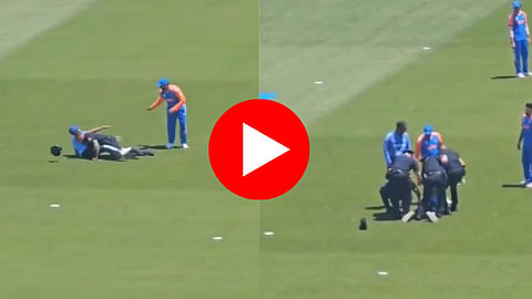 Viral Cricket Video: मैदानात घुसखोरी करणाऱ्या फॅनला पोलिसांनी ठोकल्या बेड्या; रोहितच्या कृत्याने जिंकलं मन - video