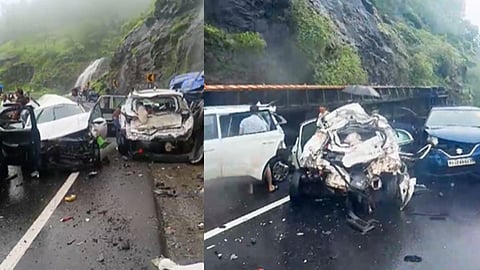 Mumbai Nashik Highway Accident : मुंबई-नाशिक महामार्गावर विचित्र अपघात; एकमेकांवर आदळल्याने ५ वाहनांचा झाला चुराडा