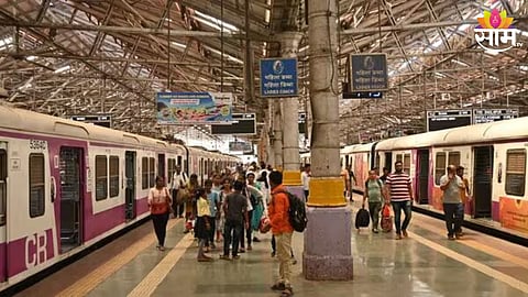 Passengers wait at a Mumbai local railway station as Central Railway announces a mega block affecting services on Sunday.