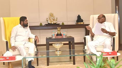 CM Shinde Meet Sharad Pawar: मुख्यमंत्री शिंदे आणि शरद पवार यांची अर्धा तास बैठक; मराठा आरक्षणाबाबत झाली महत्त्वाची चर्चा
