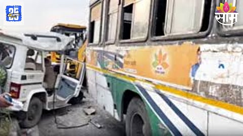 गुजरातमध्ये एक भीषण अपघात घडला आहे. SUV कार आणि बस यांच्या जोरदार धडकेत पाच जणांसह ९ जण जखमी झालेत.