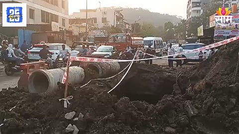 Sutarwadi drainage line work underway road collapses