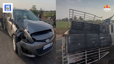 Pune near Indapur Terrible accident between car and pickup