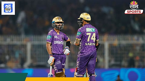 KKR vs RCB, 1st Inning: रहाणे- नरेनची वादळी सुरुवात; शेवटी RCBचं दमदार कमबॅक; KKRला १७४ धावांवर रोखलं